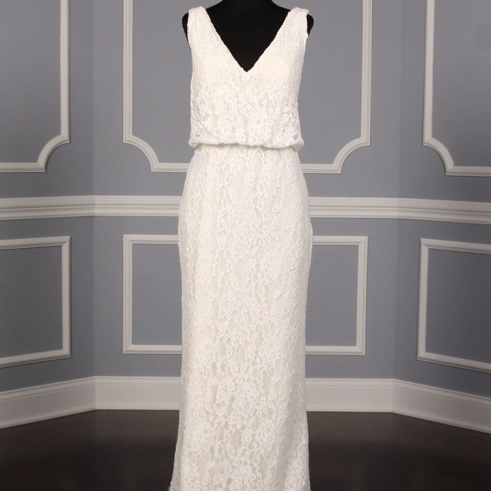 Pronovias Preslie Lace Wedding Dress Bridal Sz 14
